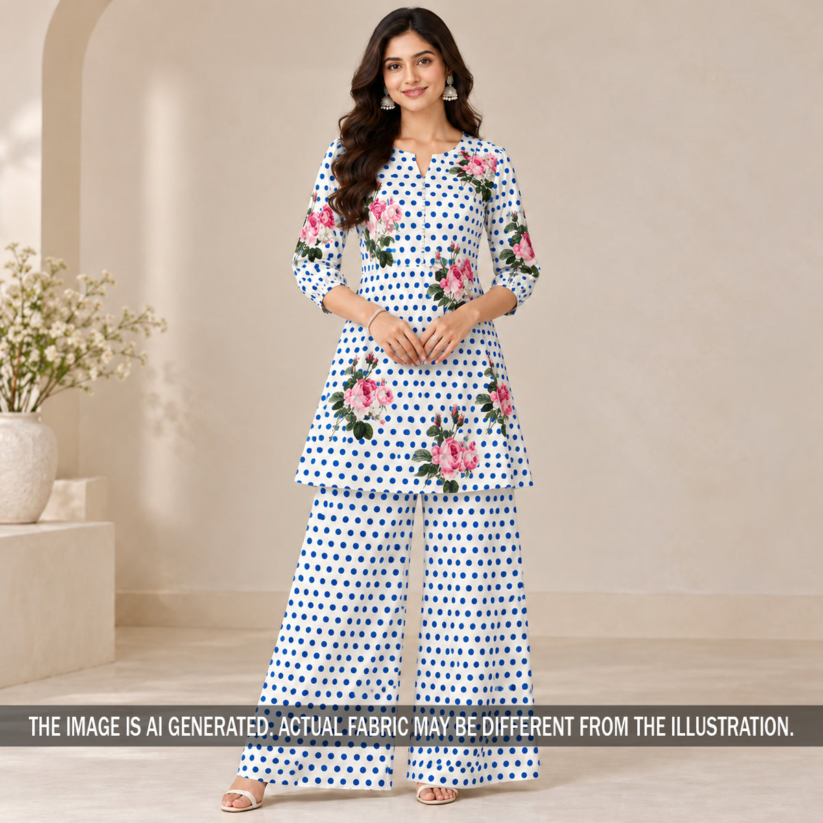 Digital Print Polka Dot Crepe Fabric - F7651