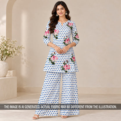 Digital Print Polka Dot Crepe Fabric - F7651
