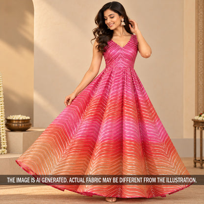 Ombre Shade Gota Patti Chinnon Chiffon Fabric - F7591