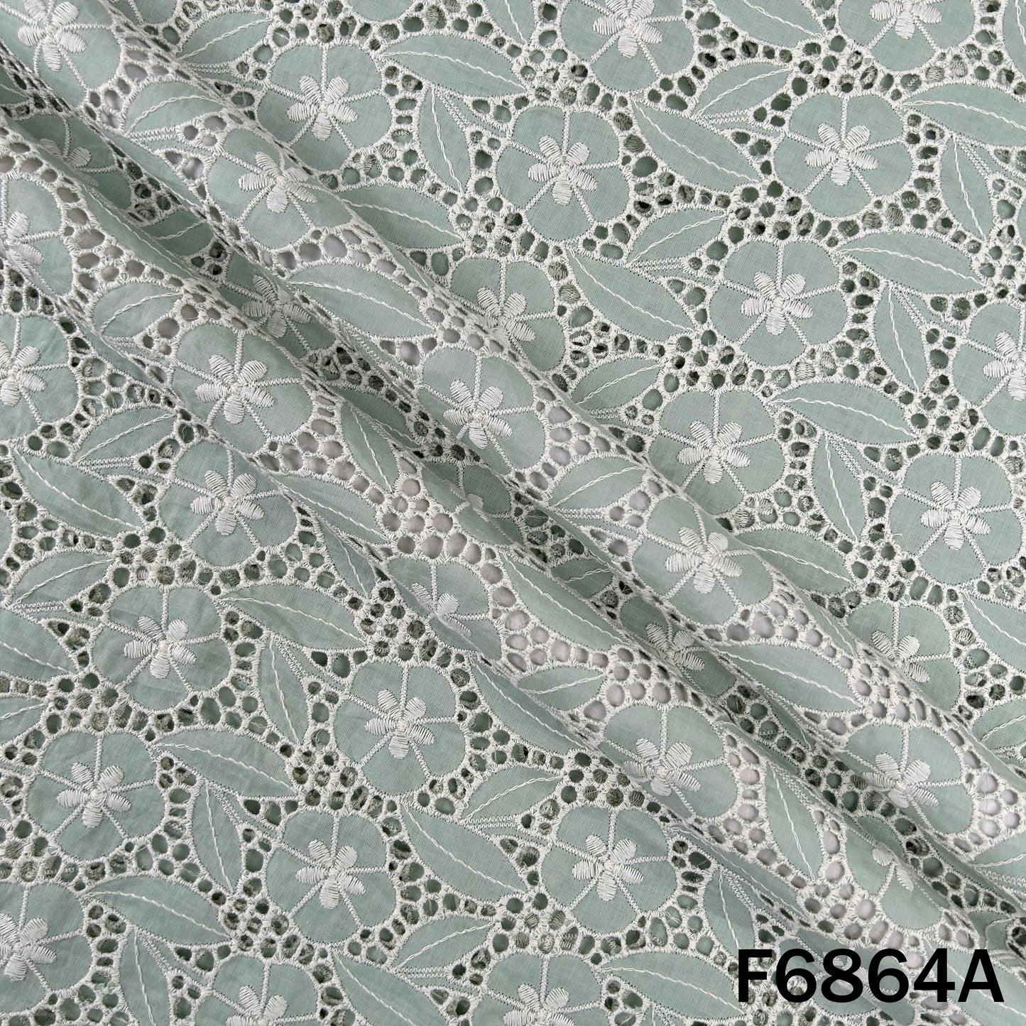 Thread Embroidered Hakoba Cambric Cotton Fabric - F6864
