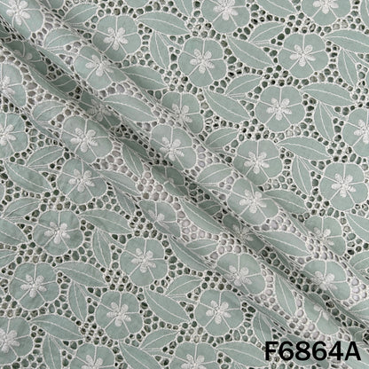 Thread Embroidered Hakoba Cambric Cotton Fabric - F6864