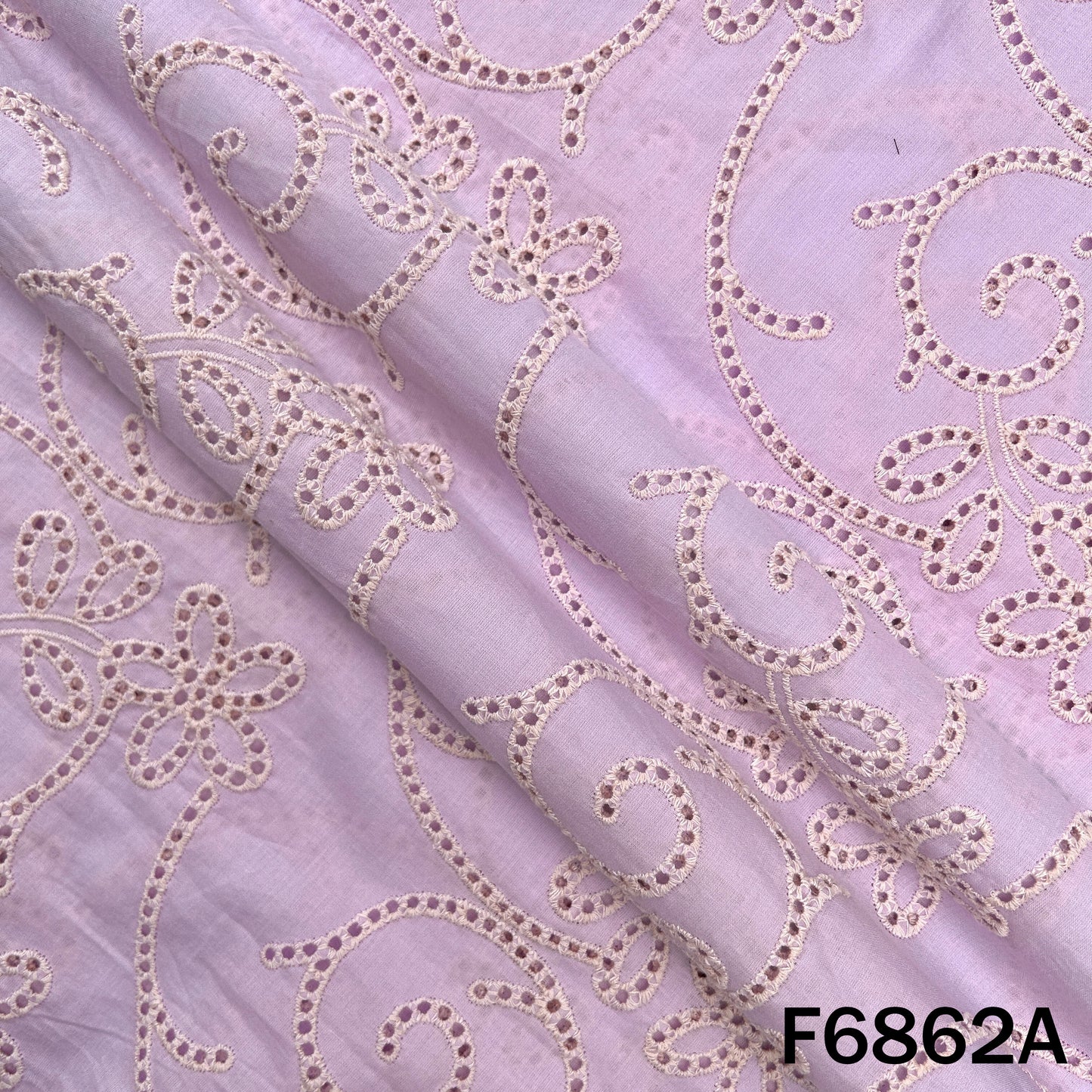 Thread Embroidered Hakoba Cambric Cotton Fabric - F6862
