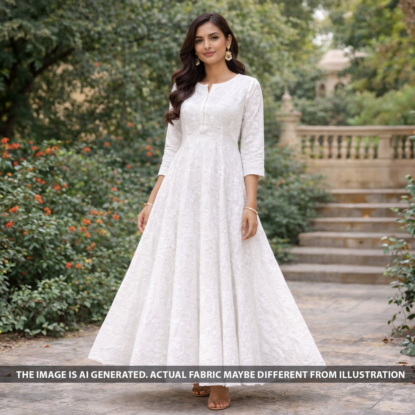 Lace Work Cambric Cotton Fabric - F6337