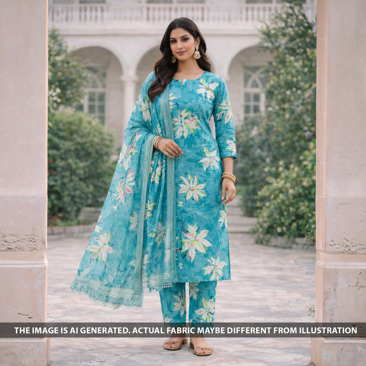 Digital Print Hakoba Cambric Cotton Fabric - F6327