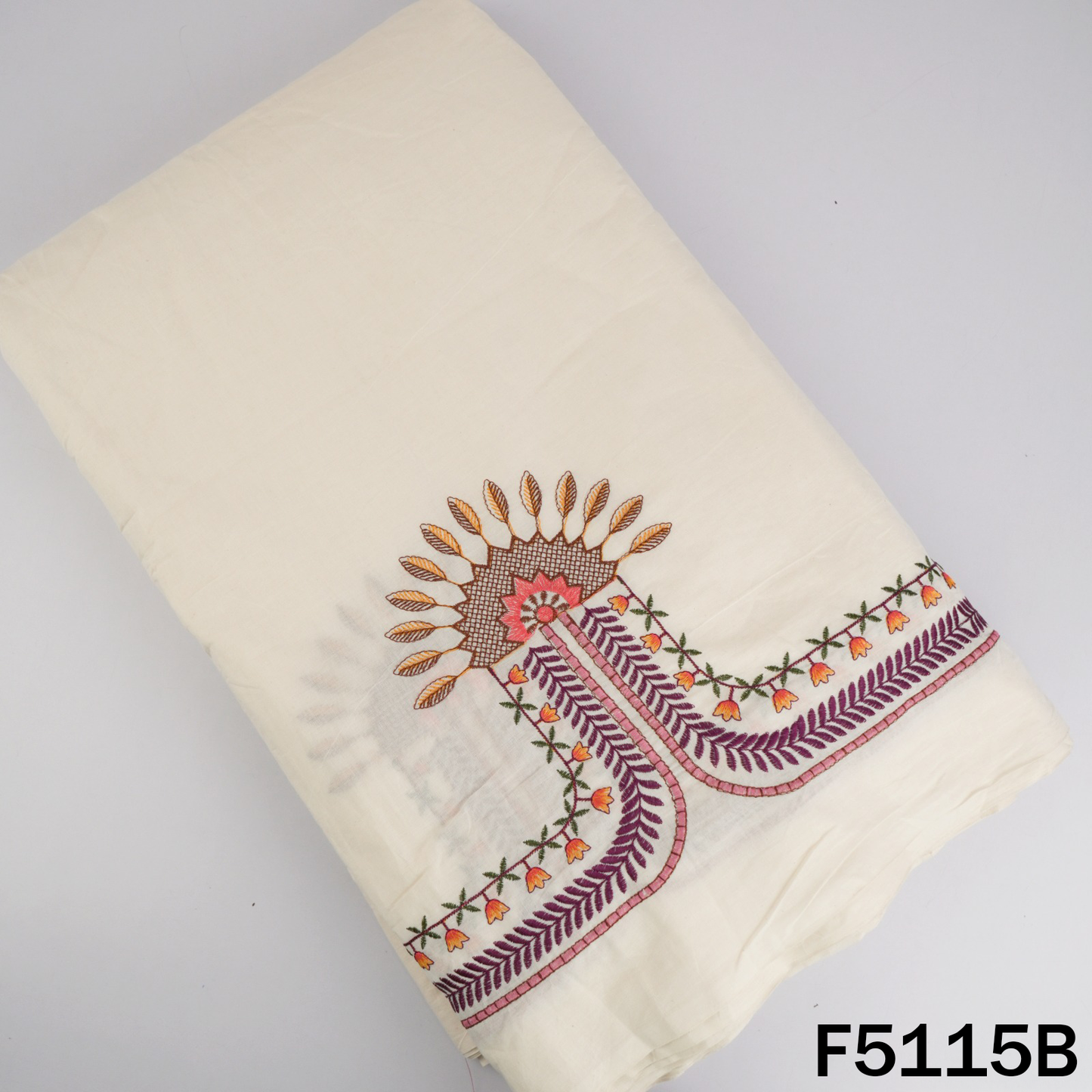 Thread Embroidered Kora Cotton Fabric - F5115