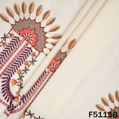 Thread Embroidered Kora Cotton Fabric - F5115