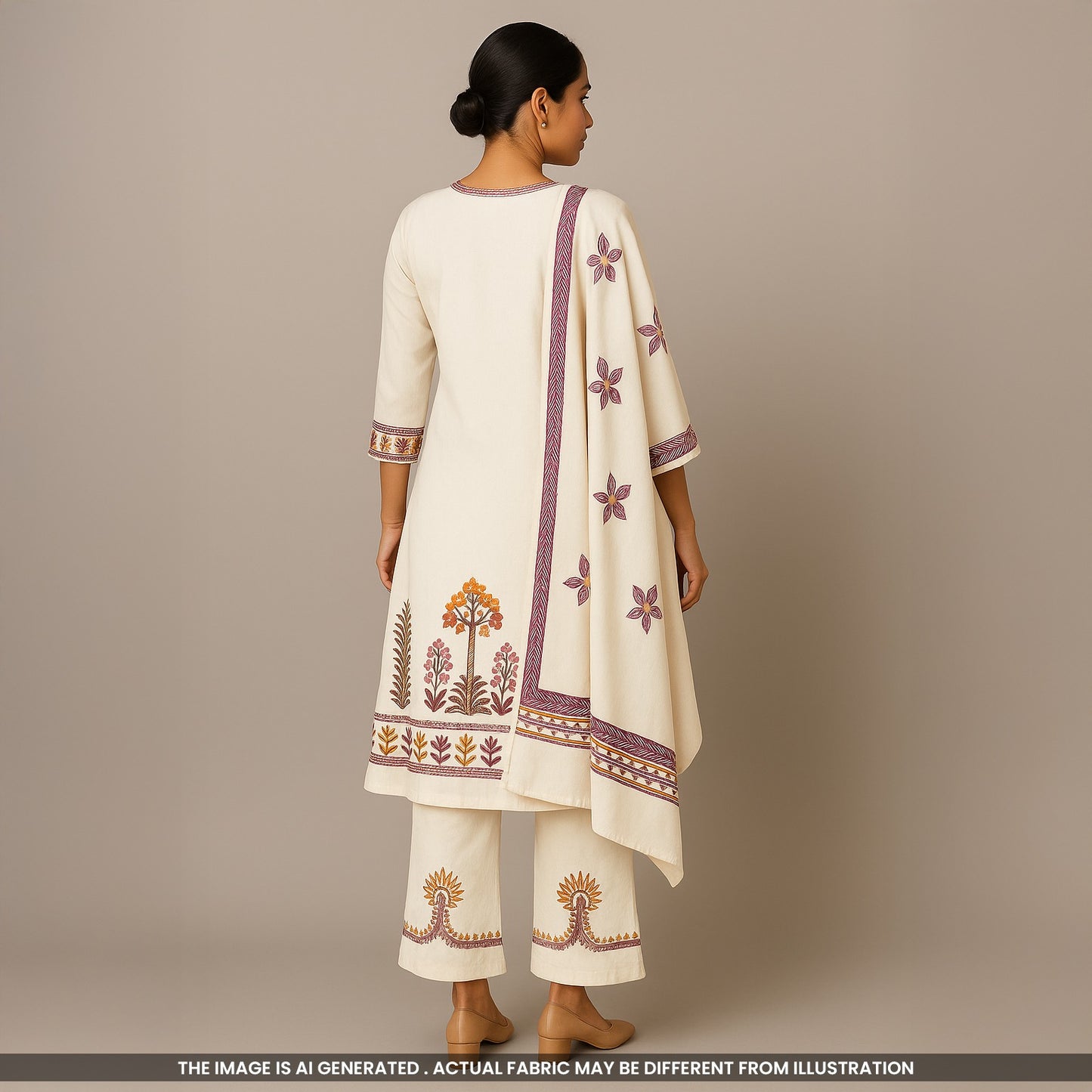 Thread Embroidered Kora Cotton Fabric - F5115