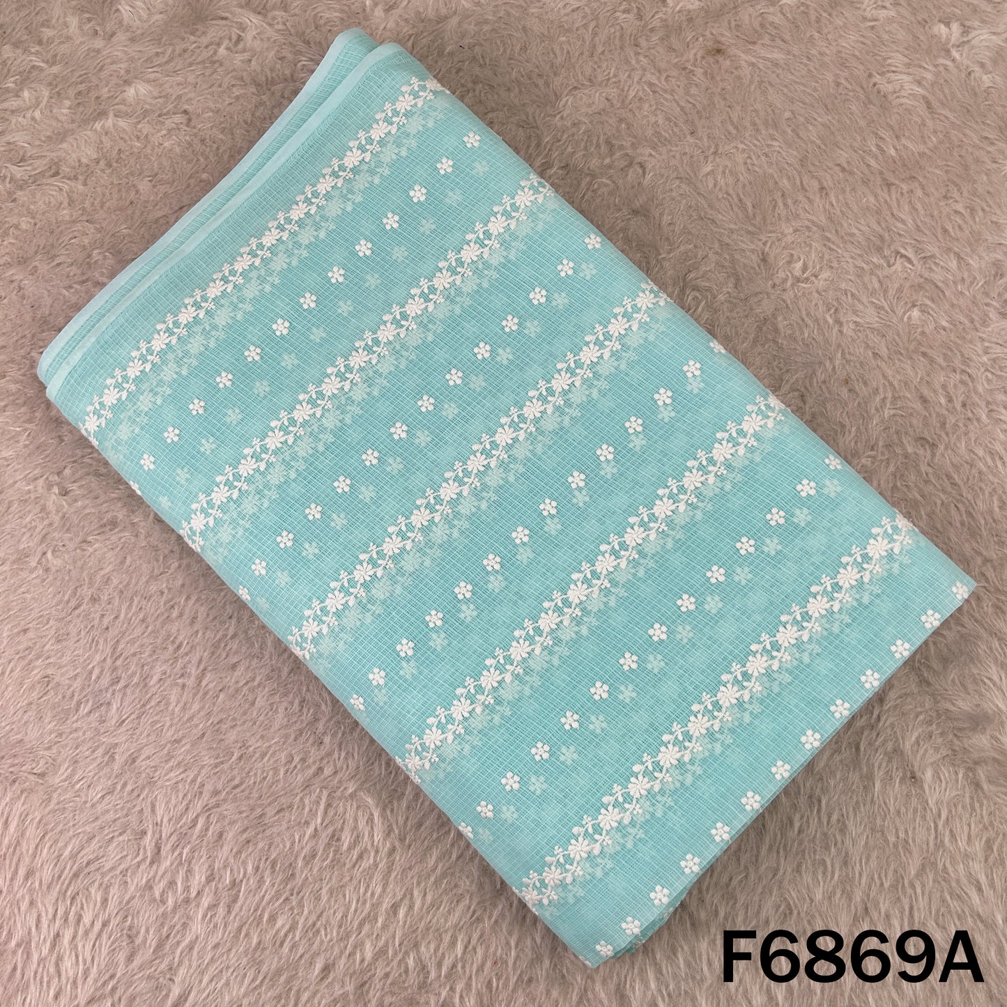 Thread Embroidered kota Cotton Fabric - F6869