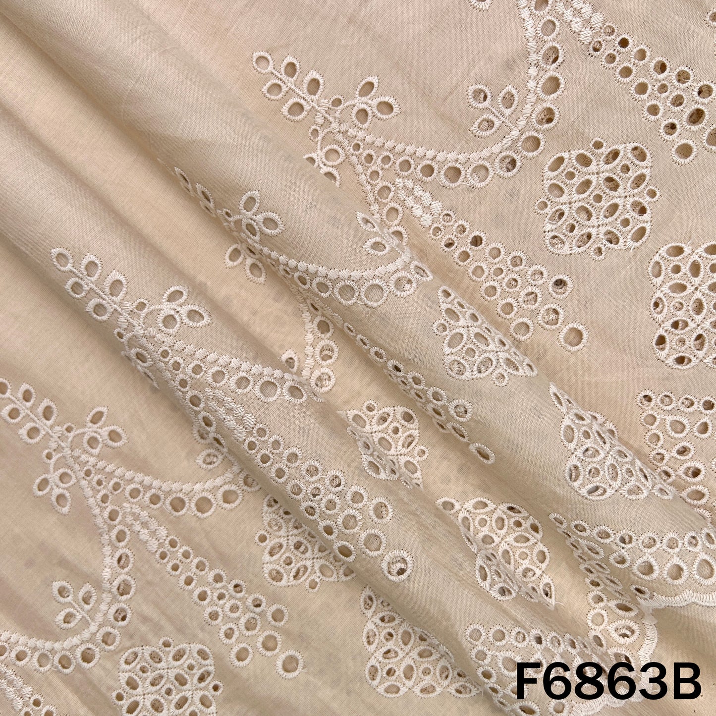 Thread Embroidered Hakoba Cambric Cotton Fabric - F6863