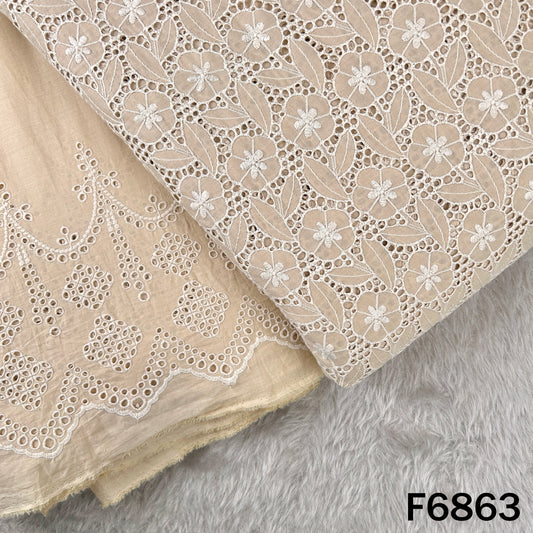 Thread Embroidered Hakoba Cambric Cotton Fabric - F6863