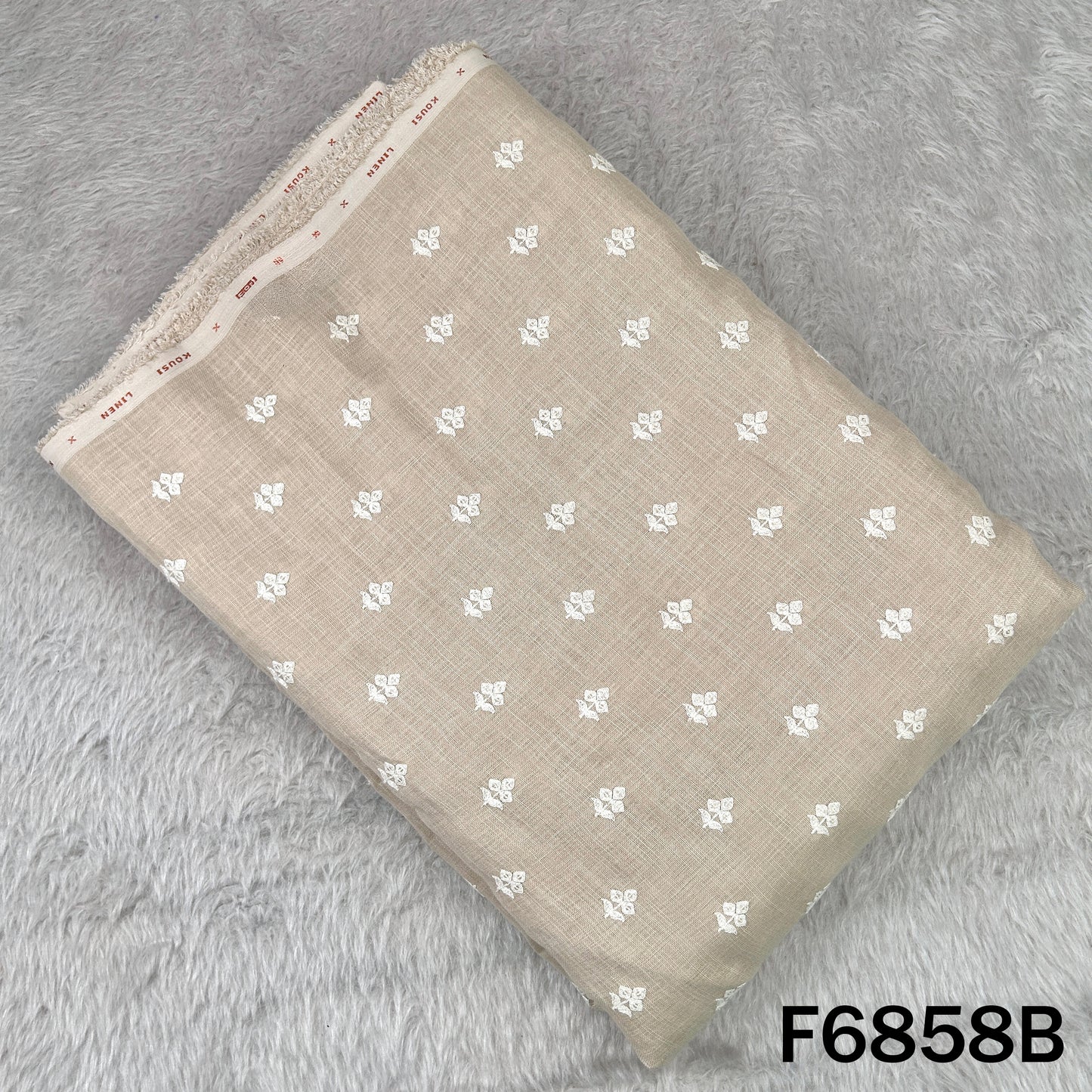 Thread Sequins Work Linen Fabric - F6858