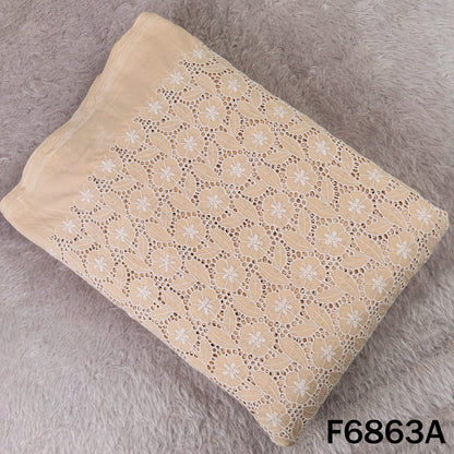 Thread Embroidered Hakoba Cambric Cotton Fabric - F6863