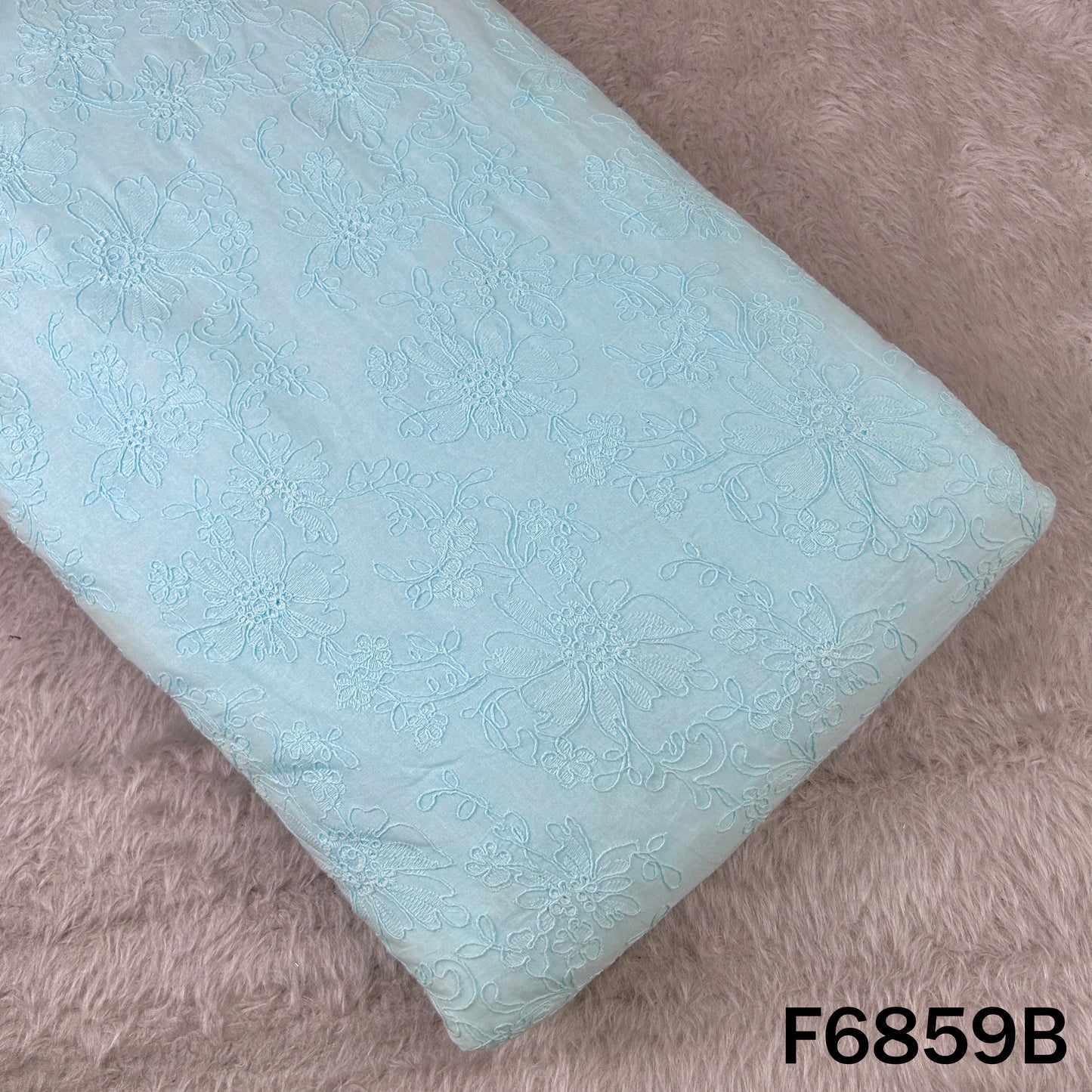 Thread Embroidered Cambric Cotton Fabric - F6859