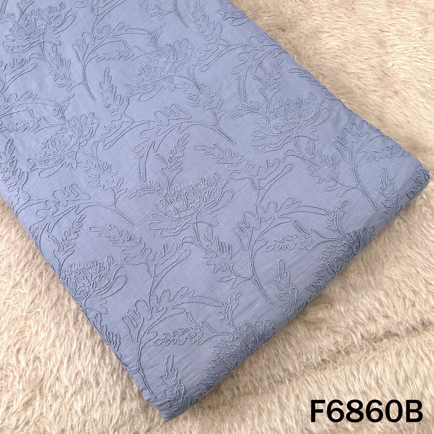 Thread Embroidered Cambric Cotton Fabric - F6860