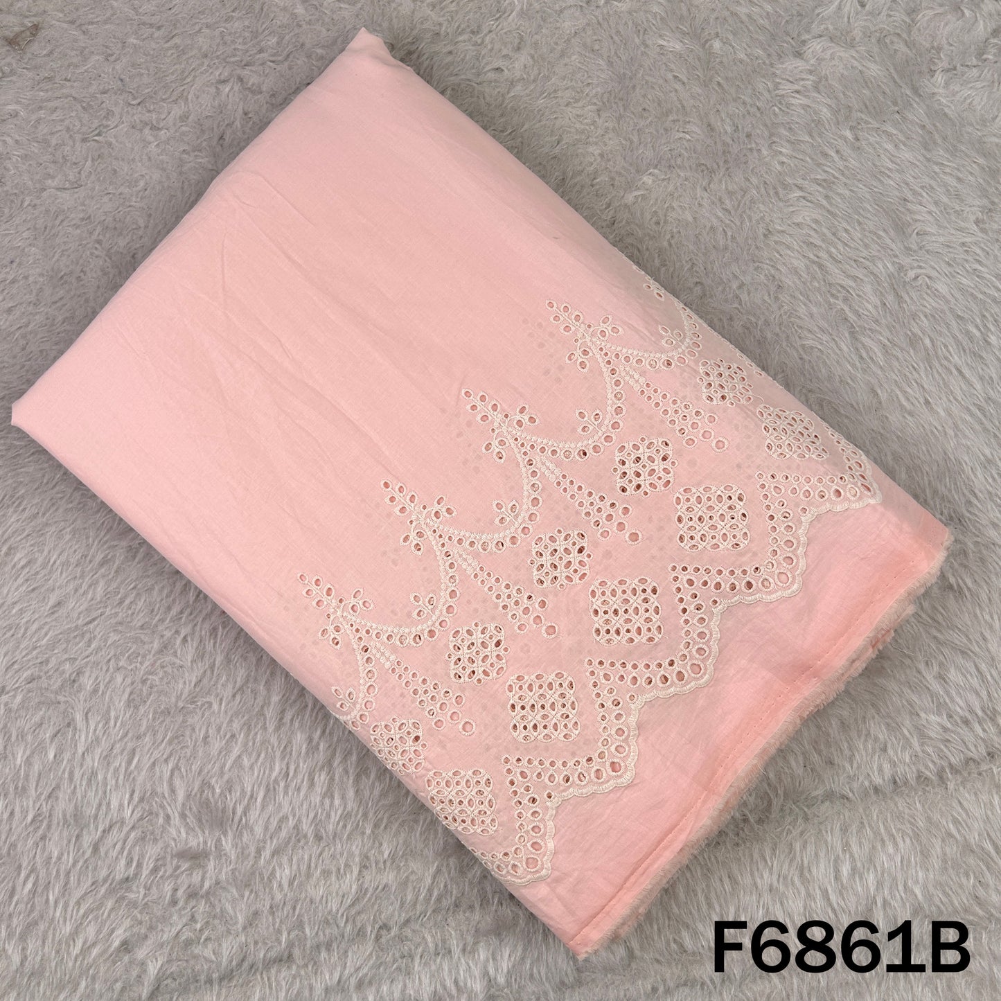 Thread Embroidered Hakoba Cambric Cotton Fabric - F6861