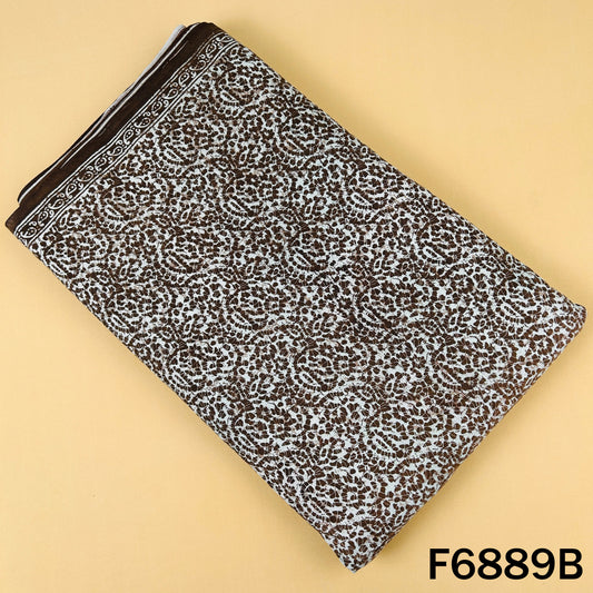 Brown printed cotton fabric F6889B featuring a classic all-over ornamental print on soft cotton