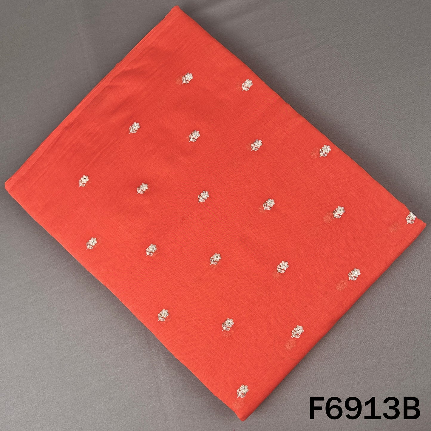 F6913B coral Mul Chanderi bottom fabric decorated with small zari sequins buta motifs
