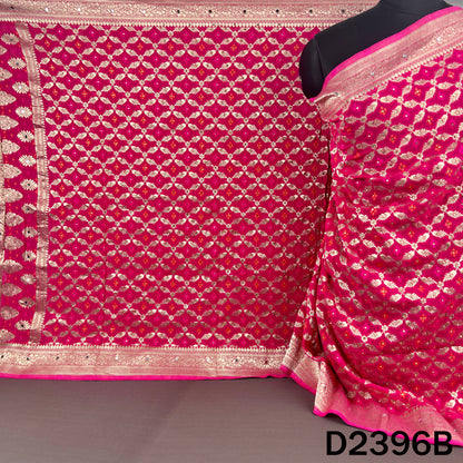 Pink Bandhani georgette dupatta with zari border