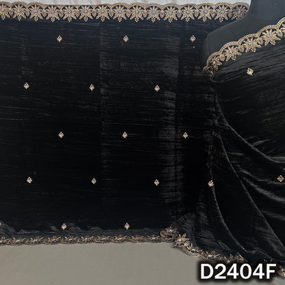 Black crush velvet dupatta with zari stone butis
