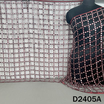 Rose gold lace dupatta with geometric mirror pattern