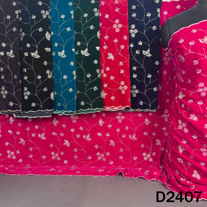 Multicolor velvet dupattas with floral zari sequin embroidery