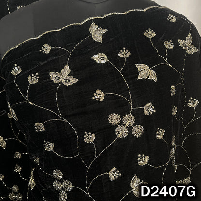 Black designer velvet dupatta with intricate thread jaal