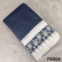 Thread Lace Work Denim Cotton Fabric - F6866