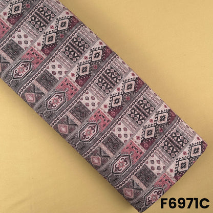 Dusty rose Semi Linen fabric F6971C with elegant tribal patterning for casual ethnic outfits