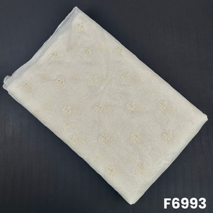 Dyeable Chanderi Silk fabric F6993 with all-over floral butti work, fine thread embroidery and soft sequins shine