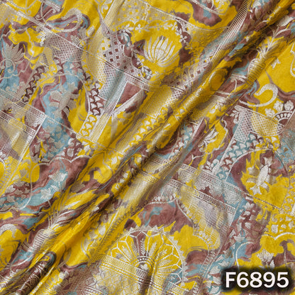 Draped view of shimmer tissue fabric F6895 highlighting its glossy texture and premium festive finish
