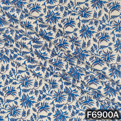 Enlarged view of the blue F6900A design revealing crisp leaves, stems and delicate flower shapes