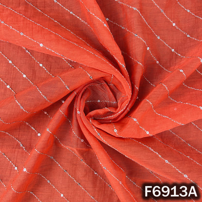 Close view of F6913A showing neat stripe placement, lightweight texture and elegant sequins shine