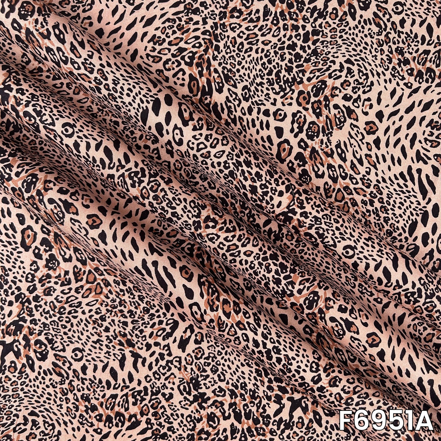Detailed F6951A view revealing layered black markings, warm brown tones and a smooth woven surface