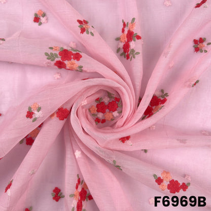 Draped F6969B fabric highlighting smooth folds, tiny stitched flowers and refined sequins sparkle
