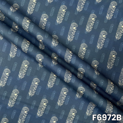 Detailed F6972B view highlighting fine buta artwork, breathable woven feel and graceful drape