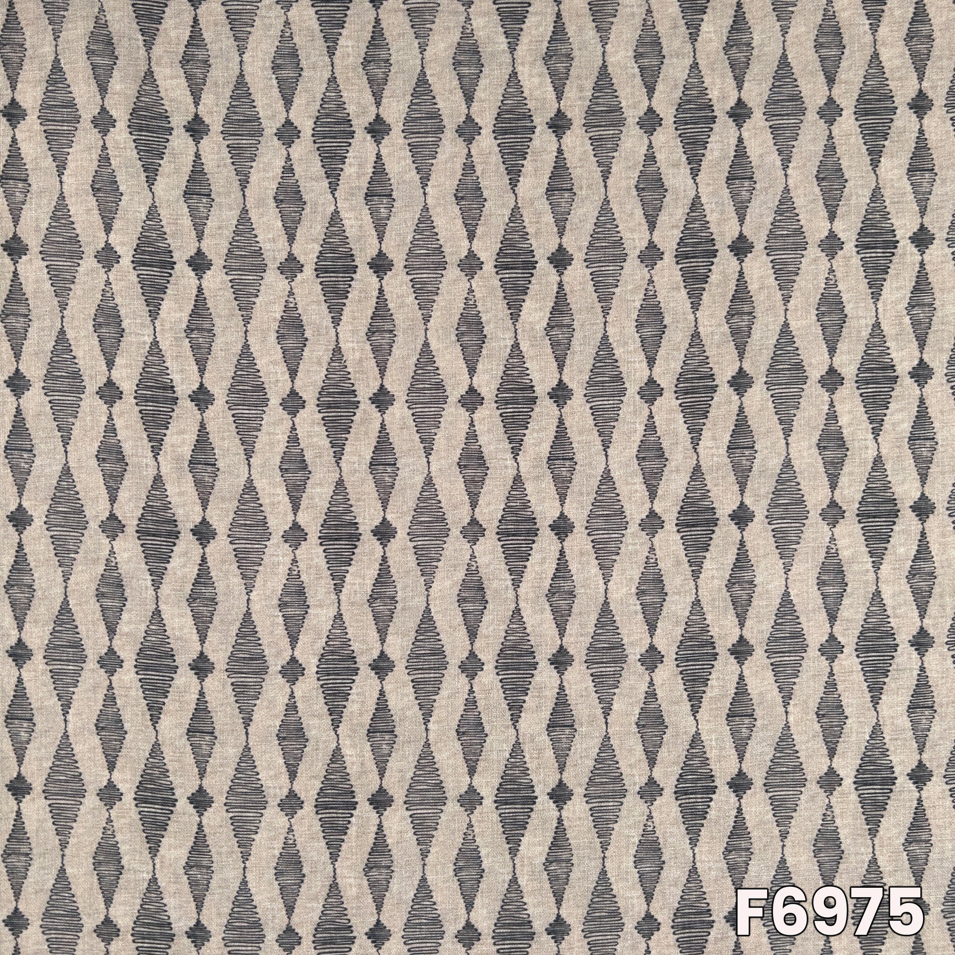 Close pattern view of F6975 showing clean linear shapes, minimal design and smooth linen texture