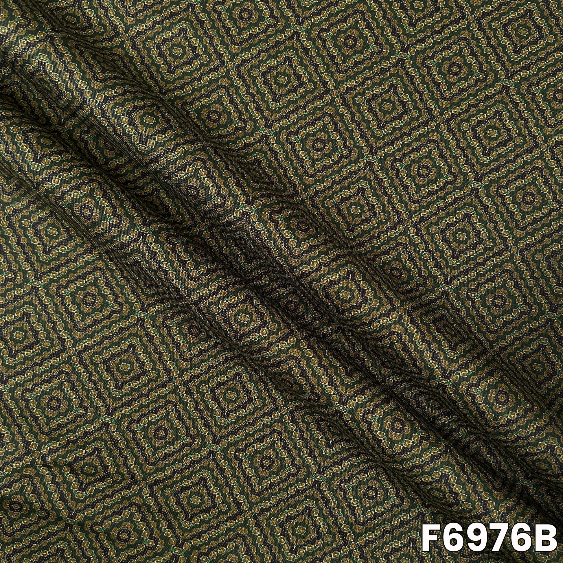 Detailed F6976B view highlighting fine motif placement, breathable woven feel and graceful fabric drape