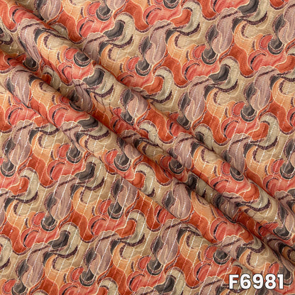Draped F6981 semi silk fabric highlighting smooth folds, subtle shimmer and premium festive texture