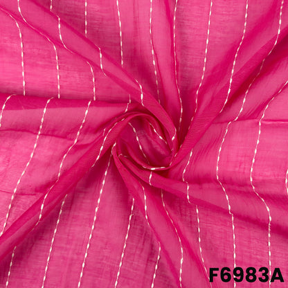 Close view of F6983A showing neat stitched stripe work, smooth folds and subtle woven texture