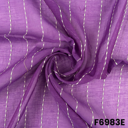 Draped purple F6983E view highlighting rich color depth, neat embroidery lines and elegant fall