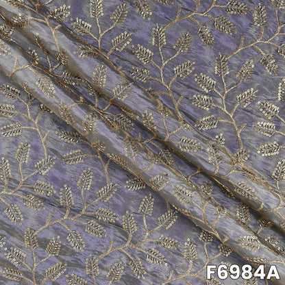 Close view of F6984A showing metallic zari vines, cut dana sparkle and smooth festive texture