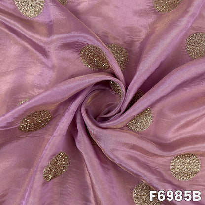 Close view of F6985B highlighting purple sheen, cut dana texture and smooth festive drape
