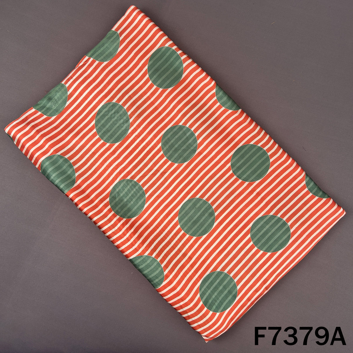 Coral orange modal satin top with green polka dots