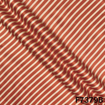 Draped coral modal satin with fine white stripes