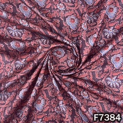Designer modal satin fabric with muted floral pattern
