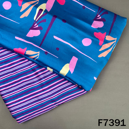 Teal blue modal satin set with abstract print