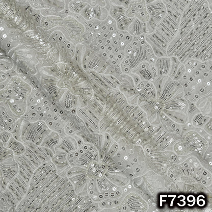 Designer georgette fabric with intricate cut dana motifs