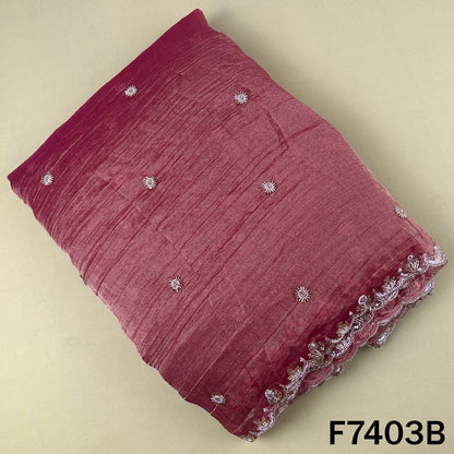 Crush tissue dupatta with scalloped embroidered border