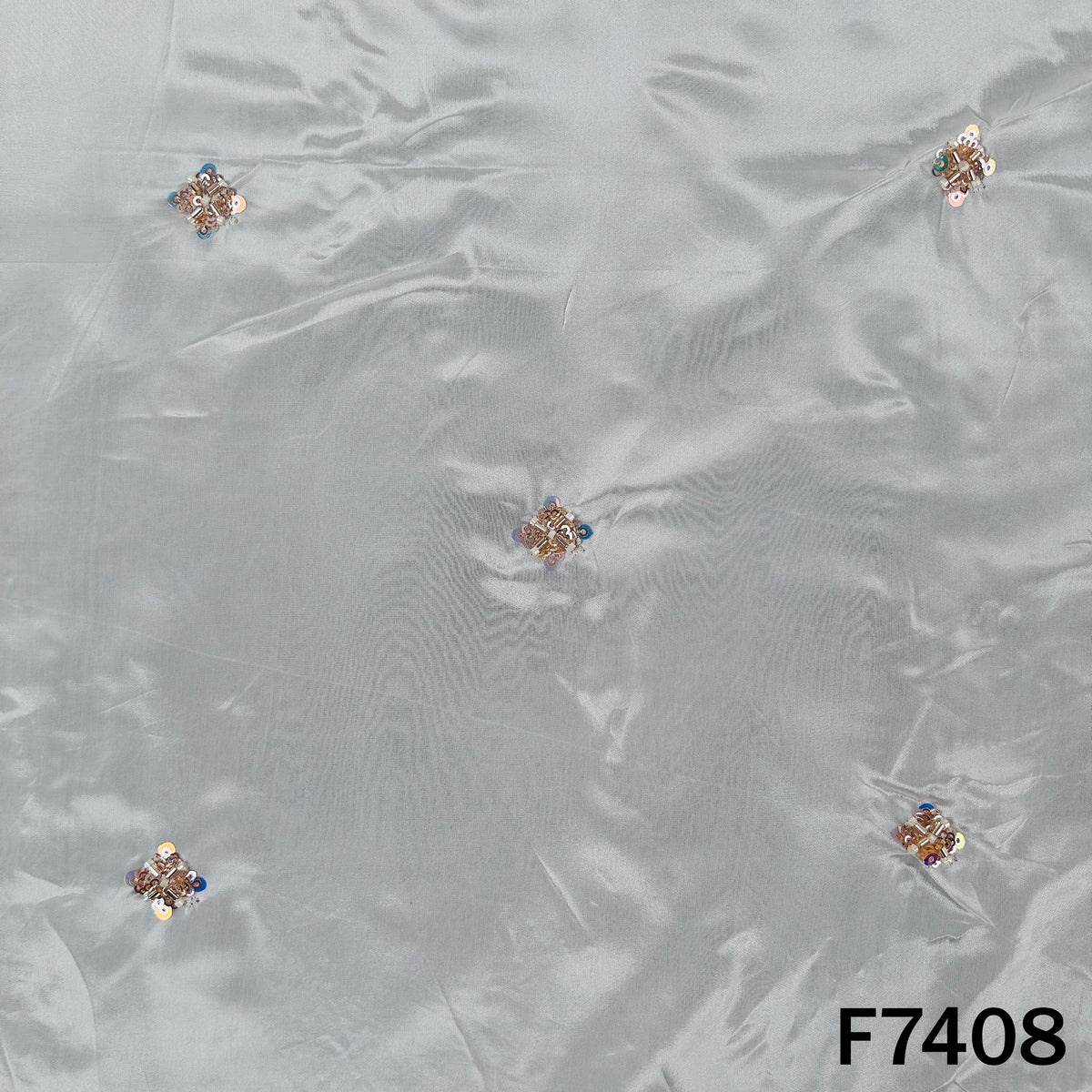 Dyeable Upada silk fabric with small sequin motifs