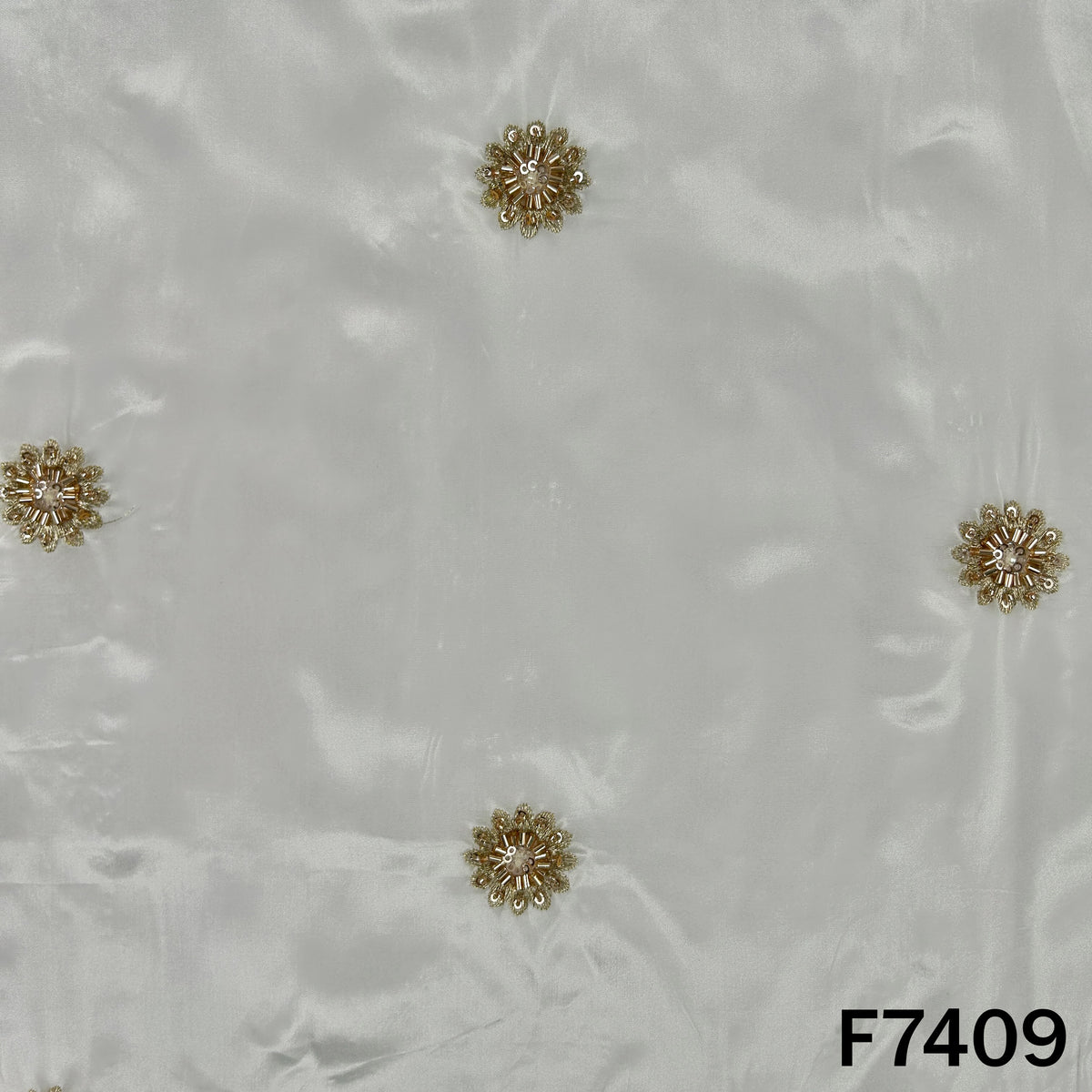 Dyeable Upada silk fabric with floral sequin embroidery